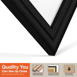 "AK Frames 25X17"" Black Classic Vinyl Record Frame With White Mount For 12 Inch Lp Cover & Disc - Overlapped Design" - thumbnail 3