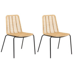 Beliani Set Of 2 Dining Chairs Taos Rattan Natural - thumbnail 1