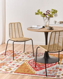 Beliani Set Of 2 Dining Chairs Taos Rattan Natural - thumbnail 2