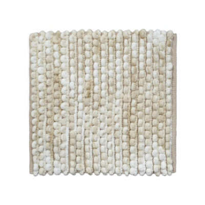 Allure Bath Fashions Marl Chunky Bobble Square Bath Mat Non Slip - Natural - image 1