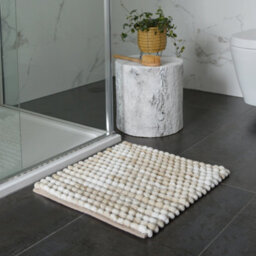 Allure Bath Fashions Marl Chunky Bobble Square Bath Mat Non Slip - Natural - thumbnail 4