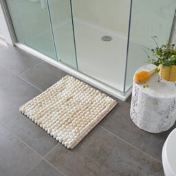 Allure Bath Fashions Marl Chunky Bobble Square Bath Mat Non Slip - Natural - thumbnail 3