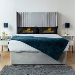 UKBEDFURNITURE Skyline Silver Plush Wingback Divan Bed With 2 Foot End Drawers & 54 Inch Headboard - thumbnail 2