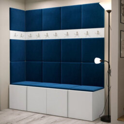 Orion Ii Hallway Set White Shoe Cabinet Hangers Blue Panels - thumbnail 2