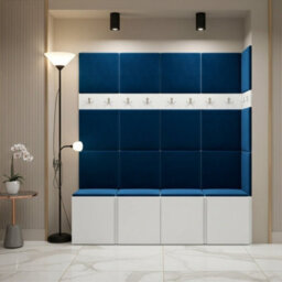 Orion Ii Hallway Set White Shoe Cabinet Hangers Blue Panels
