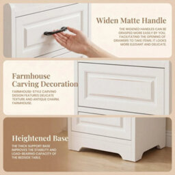 Wooden Bedroom Bedside Cabinet Furniture Storage Nightstand Side Table - thumbnail 5