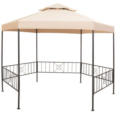 Berkfield Garden Marquee Gazebo Pavilion Tent Hexagonal Beige 323X265 Cm - image 1