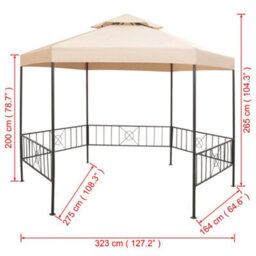 Berkfield Garden Marquee Gazebo Pavilion Tent Hexagonal Beige 323X265 Cm - thumbnail 9