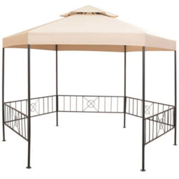 Berkfield Garden Marquee Gazebo Pavilion Tent Hexagonal Beige 323X265 Cm - thumbnail 1