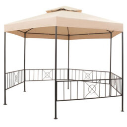 Berkfield Garden Marquee Gazebo Pavilion Tent Hexagonal Beige 323X265 Cm - thumbnail 2