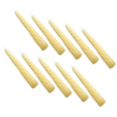 "SolaDirect Tapered Dinner Candles, Table Spiral Candles, Pack Of 10, Decorative Household Candles, Up To 7 Hours, 23 Cm / 9"" (Ivory)" - image 1