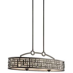 Luminosa Lighting Elstead Loom 4 Light Pendant Bar Island Chandelier Light Olde Bronze, E27