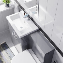 Nes Home 1100mm Grey Basin Vanity Cabinet, Wc Unit & Round Back To Wall Toilet - thumbnail 3