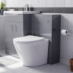 Nes Home 1100mm Grey Basin Vanity Cabinet, Wc Unit & Round Back To Wall Toilet - thumbnail 4