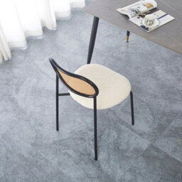 Nordlys Set Of 2 Metal Dining Chairs With Cane Backs And White Bouclé Seats Modern Design Style Dining Room - thumbnail 5
