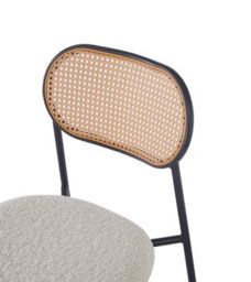 Nordlys Set Of 2 Metal Dining Chairs With Cane Backs And White Bouclé Seats Modern Design Style Dining Room - thumbnail 7