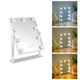 Living And Home White Rotation Dressing Room Hollywood Vanity Makeup Mirror With 9 Dimmable Led Bulbs,3 Color Lighting Modes - thumbnail 3
