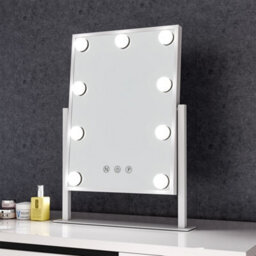 Living And Home White Rotation Dressing Room Hollywood Vanity Makeup Mirror With 9 Dimmable Led Bulbs,3 Color Lighting Modes - thumbnail 2