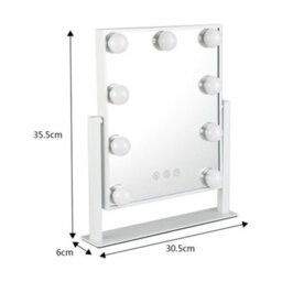 Living And Home White Rotation Dressing Room Hollywood Vanity Makeup Mirror With 9 Dimmable Led Bulbs,3 Color Lighting Modes - thumbnail 7