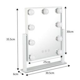 Living And Home White Rotation Dressing Room Hollywood Vanity Makeup Mirror With 9 Dimmable Led Bulbs,3 Color Lighting Modes - thumbnail 6