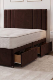 "Knight Sleep Sarah Mocca Plush Bed Set With Mattress, 2 Drawers Same Side & 24""headboard, 5Ft - King Size" - thumbnail 2