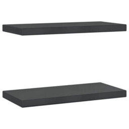 Berkfield Wall Shelves 2 Pcs 50X23.5X3 Cm Black Stainless Steel - thumbnail 2