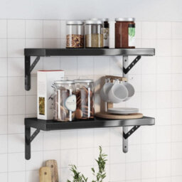 Berkfield Wall Shelves 2 Pcs 50X23.5X3 Cm Black Stainless Steel - thumbnail 1