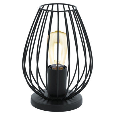 Stylish Black Table Lamp With Wire Cage Shade For Home Or Office - image 1