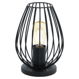 Stylish Black Table Lamp With Wire Cage Shade For Home Or Office