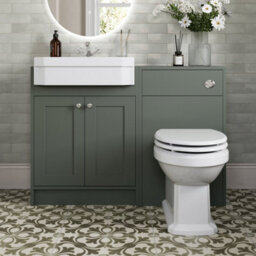 Affine 1120mm Traditional Vanity Basin Unit & Btw Toilet Combi Bathroom Furniture Green - thumbnail 1