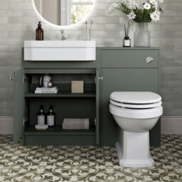 Affine 1120mm Traditional Vanity Basin Unit & Btw Toilet Combi Bathroom Furniture Green - thumbnail 2