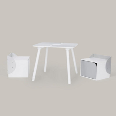 Teamson Home Fantasy Fields By Teamson Kids Wooden Biscay Table And 2 Chairs With Storage, Gray - image 1