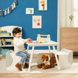 Teamson Home Fantasy Fields By Teamson Kids Wooden Biscay Table And 2 Chairs With Storage, Gray - thumbnail 2