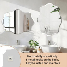 Artloge 60X80Cm Oblong Scalloped Wall Bathroom Mirror Vanity Beveled Edge Glass Frameless Mirror - thumbnail 5