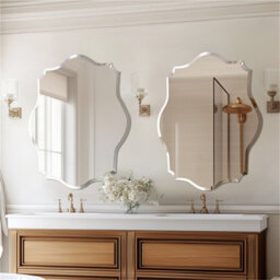Artloge 60X80Cm Oblong Scalloped Wall Bathroom Mirror Vanity Beveled Edge Glass Frameless Mirror - thumbnail 8