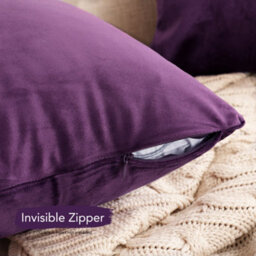 Deconovo Set Of 2  Crushed Velvet Cushion Covers 45Cm X 45Cm 18X18 Inches Throw Pillow Cases For Garden Chairs Purple - thumbnail 4