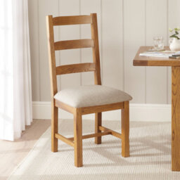 The Furniture Market Rustic Oak Ladder Back Dining Chair - thumbnail 1