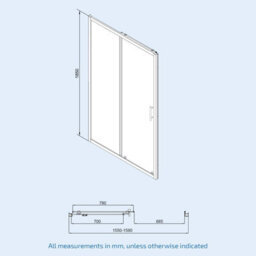 Nes Home Magna 1600mm Shower Sliding Door, 900mm Glass Side Panel Screen & Tray - thumbnail 7