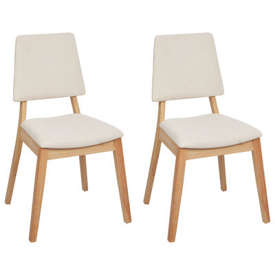 Beliani Set Of 2 Dining Chairs Merrill Wood Light Beige - image 1