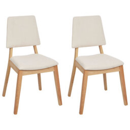 Beliani Set Of 2 Dining Chairs Merrill Wood Light Beige