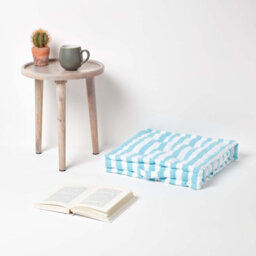 Homescapes Cotton Blue Thick Stripe Floor Cushion, 50 X 50 Cm - thumbnail 2