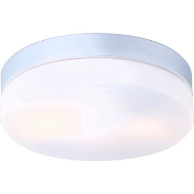Luminosa Lighting Luminosa Vranos Outdoor Flush Silver Metallic Ip44 Opal Glass Shade 2X E27 - image 1