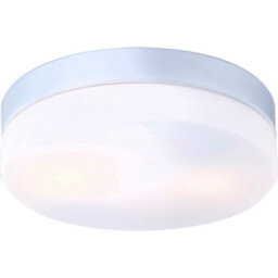 Luminosa Lighting Luminosa Vranos Outdoor Flush Silver Metallic Ip44 Opal Glass Shade 2X E27