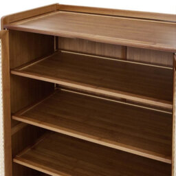 Bamboo & Mdf Shoe Cabinet With Double Rattan Doors - H94 X W60 X D32Cm - thumbnail 4