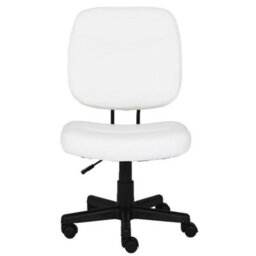 White Home Office Chair Pu Leather Computer Desk Chair Swivel Armless Chair For Study - thumbnail 2