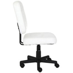 White Home Office Chair Pu Leather Computer Desk Chair Swivel Armless Chair For Study - thumbnail 3