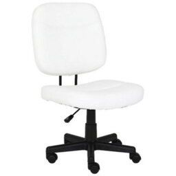White Home Office Chair Pu Leather Computer Desk Chair Swivel Armless Chair For Study