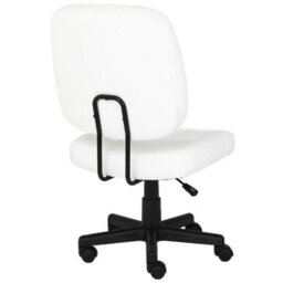 White Home Office Chair Pu Leather Computer Desk Chair Swivel Armless Chair For Study - thumbnail 4