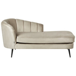 Beliani Left-Hand Chaise Longue Allier Velvet Beige