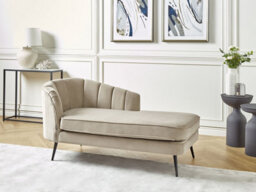 Beliani Left-Hand Chaise Longue Allier Velvet Beige - thumbnail 2